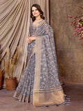 Ethnic Motifs Zari Woven Design Banarasi Saree