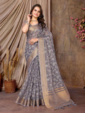 Ethnic Motifs Zari Woven Design Banarasi Saree