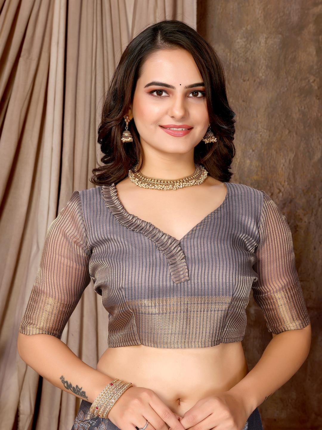 Ethnic Motifs Zari Woven Design Banarasi Saree