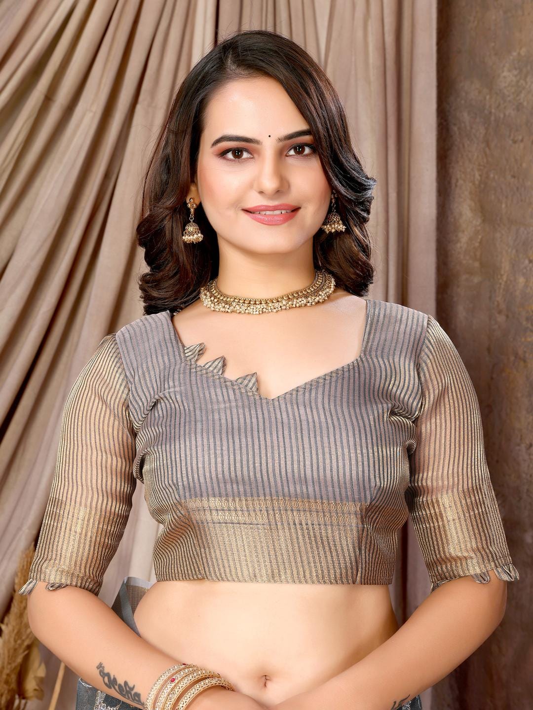 Ethnic Motifs Zari Woven Design Banarasi Saree