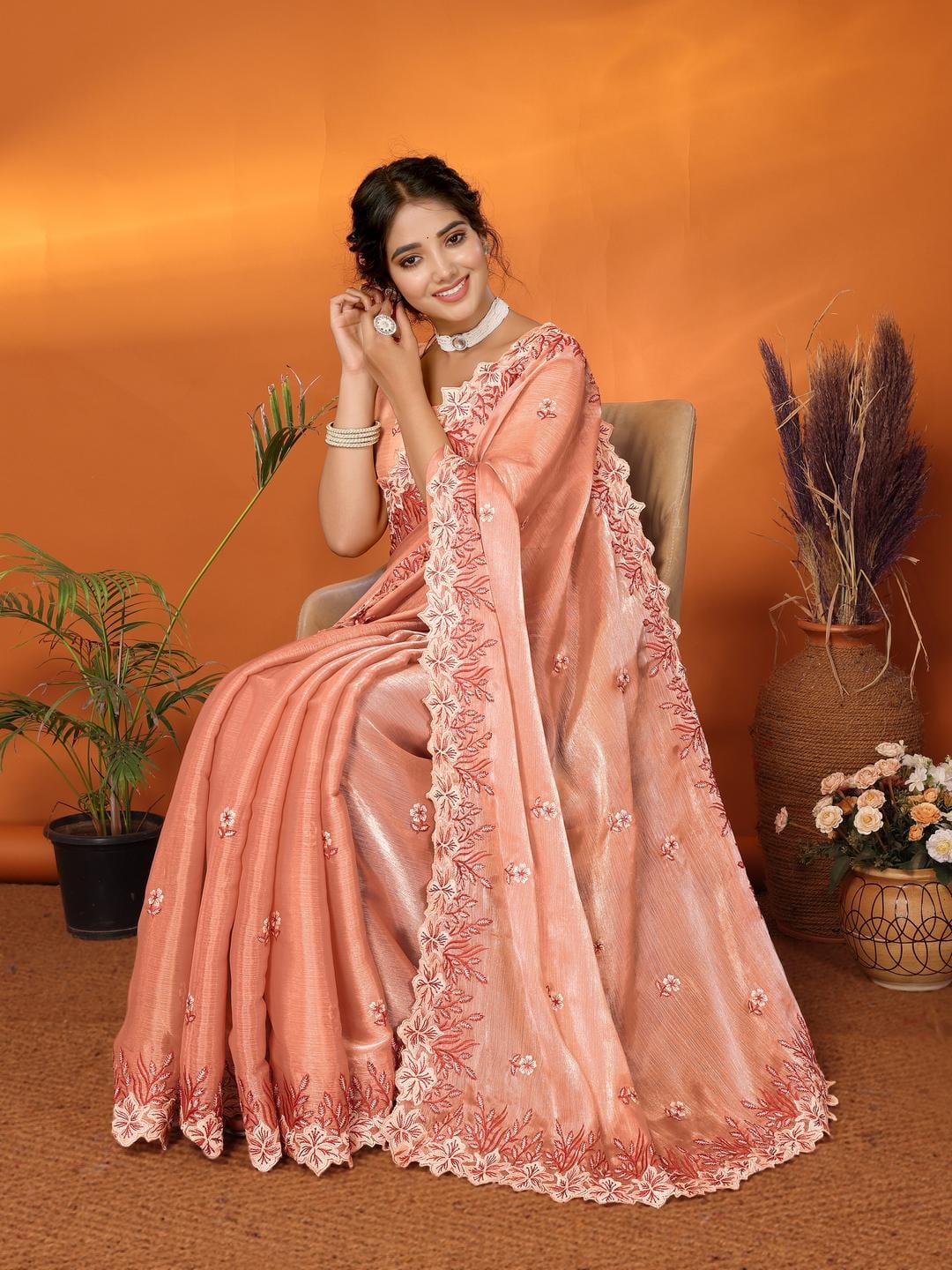 Ethnic Motifs Zari Woven Design Banarasi Saree