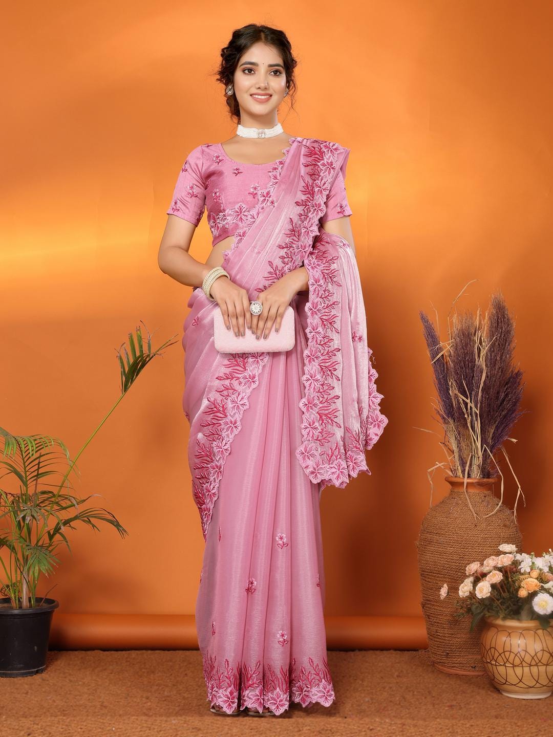 Ethnic Motifs Zari Woven Design Banarasi Saree