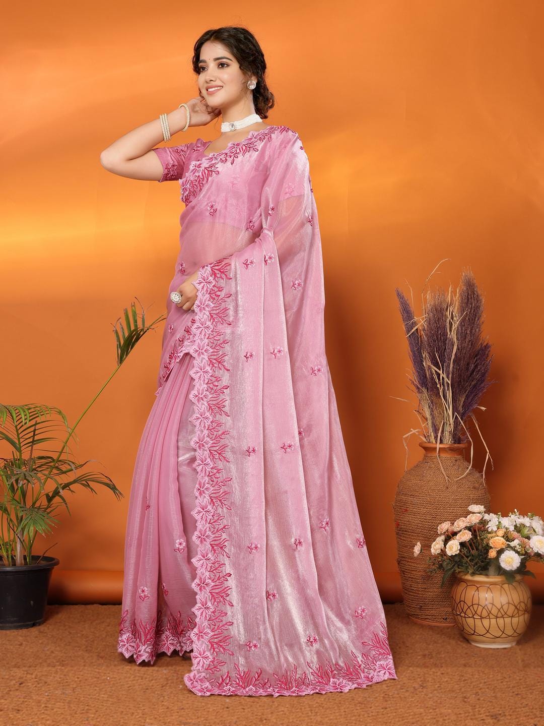 Ethnic Motifs Zari Woven Design Banarasi Saree
