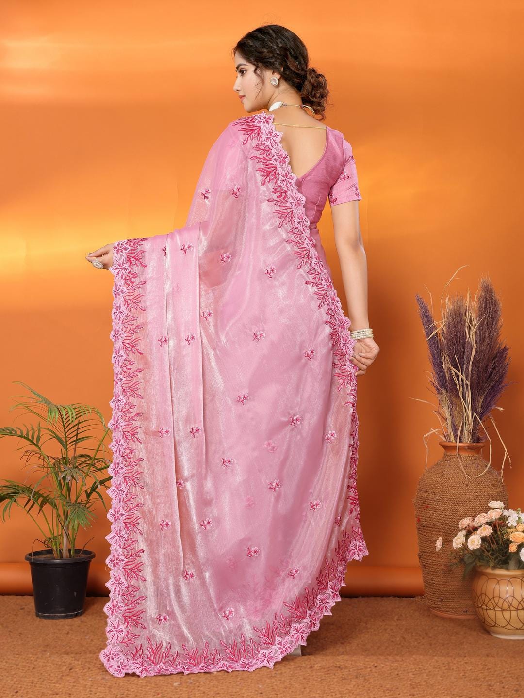 Ethnic Motifs Zari Woven Design Banarasi Saree