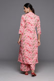 Varanga Women Pink Floral Printed Straight Kurta Paired With Bottom