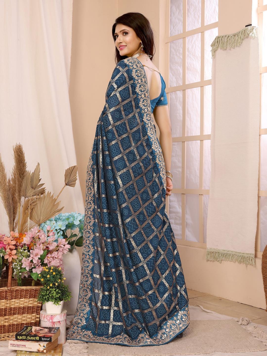 Ethnic Motifs Zari Woven Design Banarasi Saree