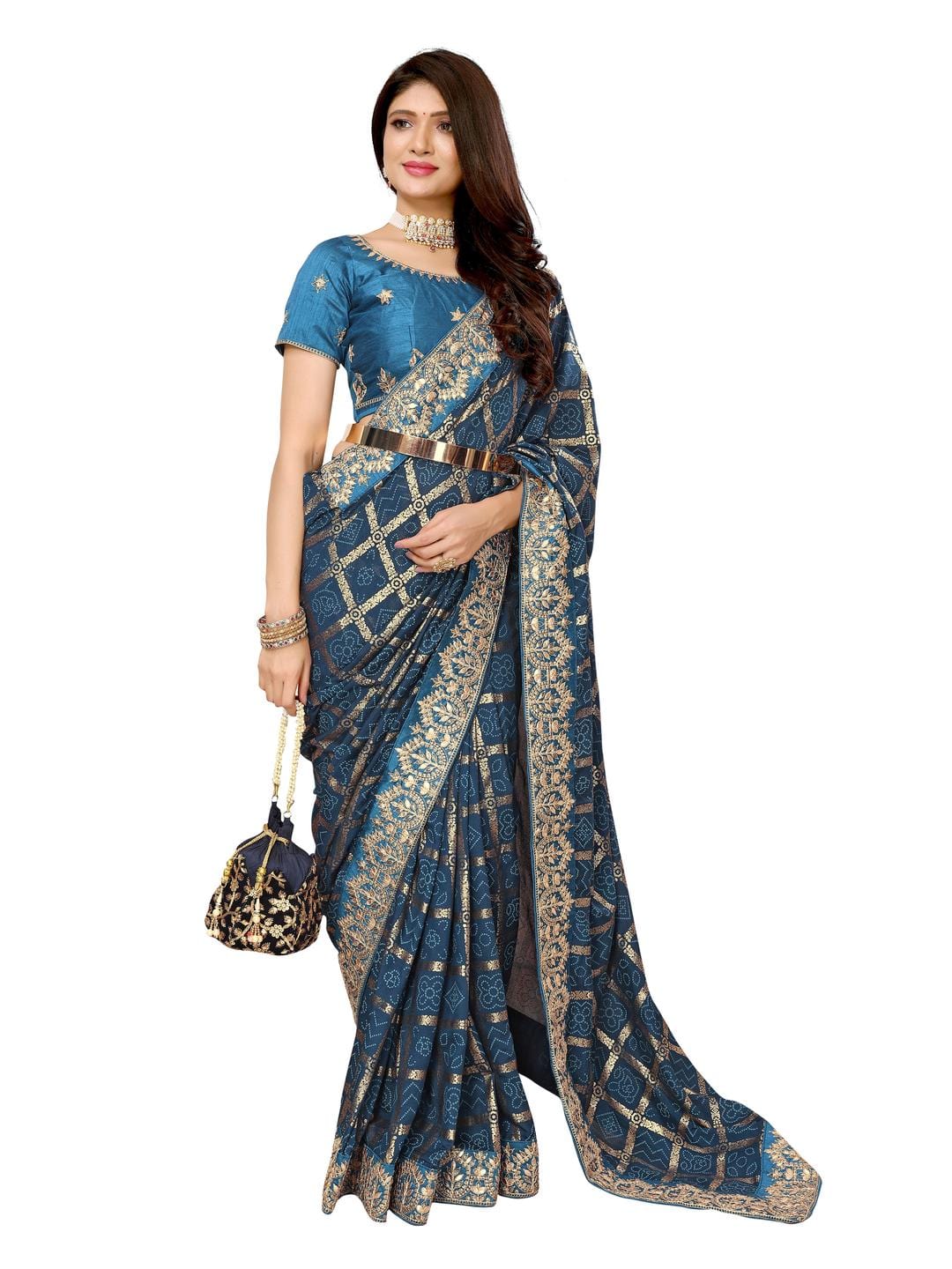 Ethnic Motifs Zari Woven Design Banarasi Saree