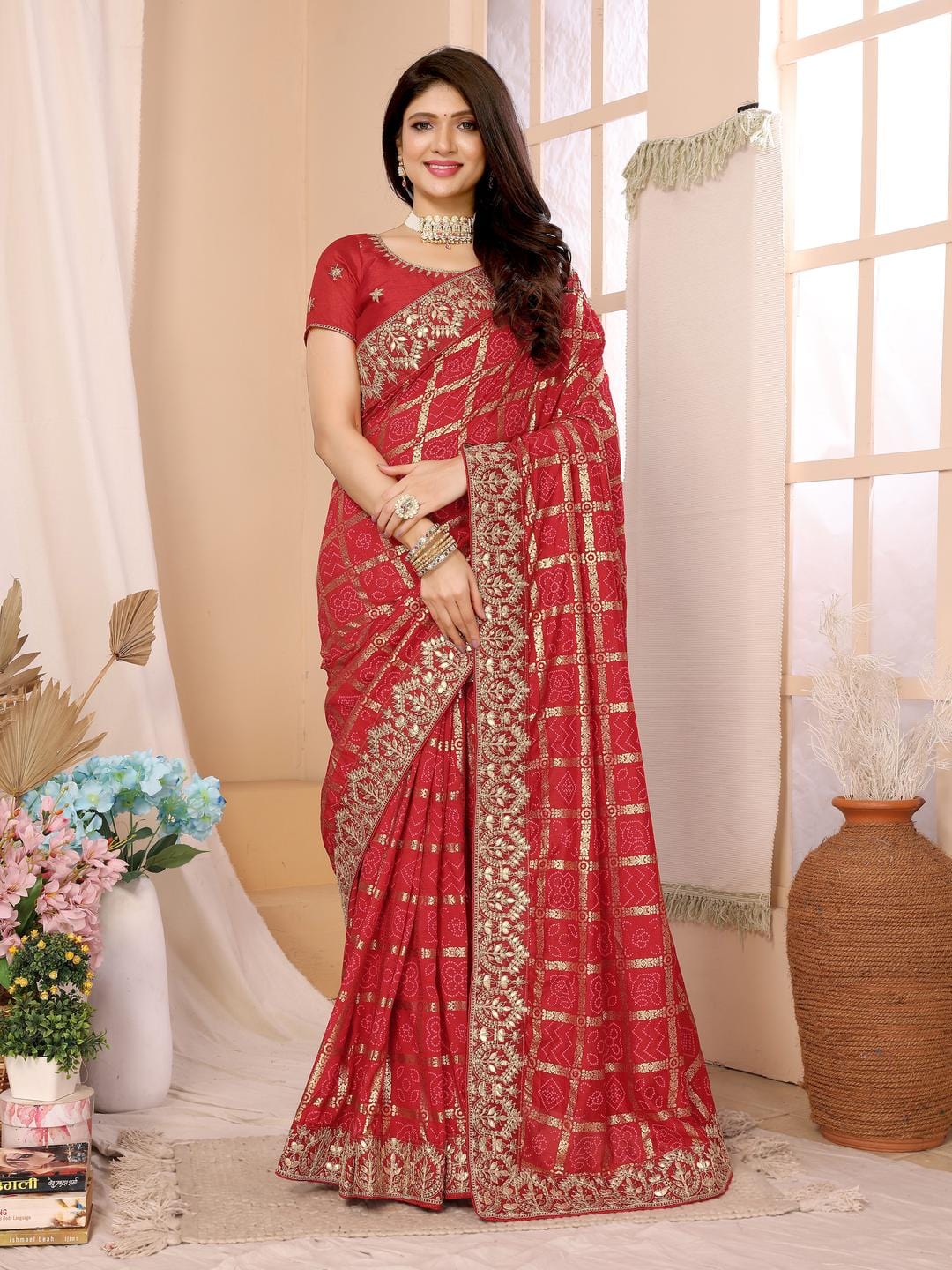 Ethnic Motifs Zari Woven Design Banarasi Saree
