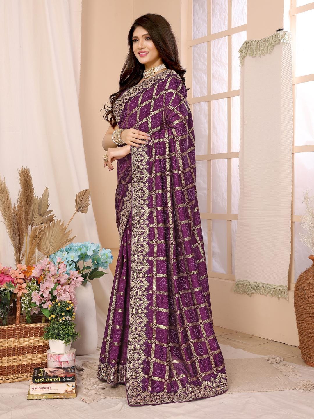 Ethnic Motifs Zari Woven Design Banarasi Saree