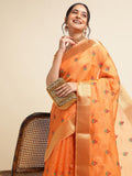 Ethnic Motifs Zari Woven Design Banarasi Saree