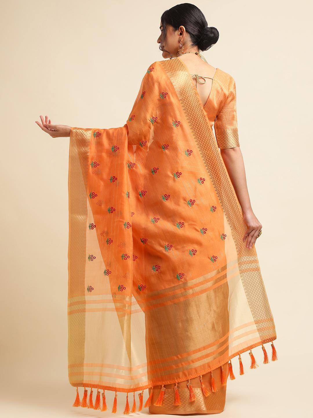 Ethnic Motifs Zari Woven Design Banarasi Saree