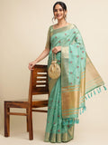 Ethnic Motifs Zari Woven Design Banarasi Saree