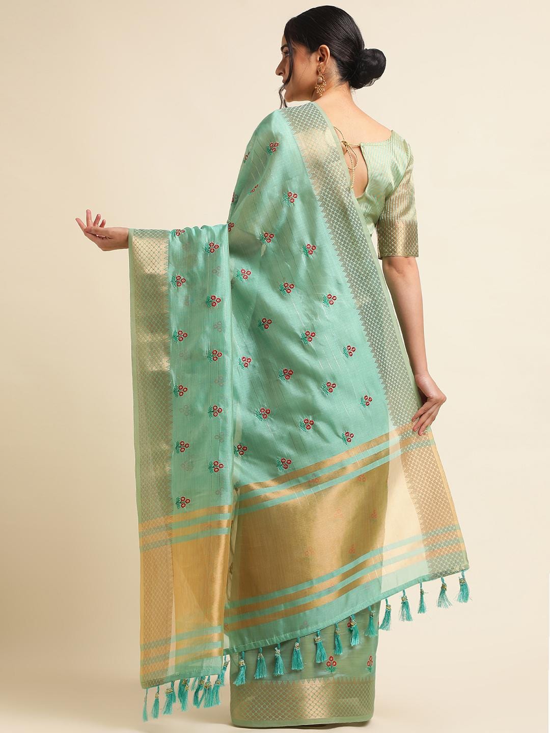 Ethnic Motifs Zari Woven Design Banarasi Saree