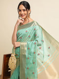 Ethnic Motifs Zari Woven Design Banarasi Saree