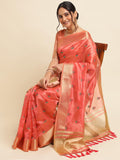Ethnic Motifs Zari Woven Design Banarasi Saree