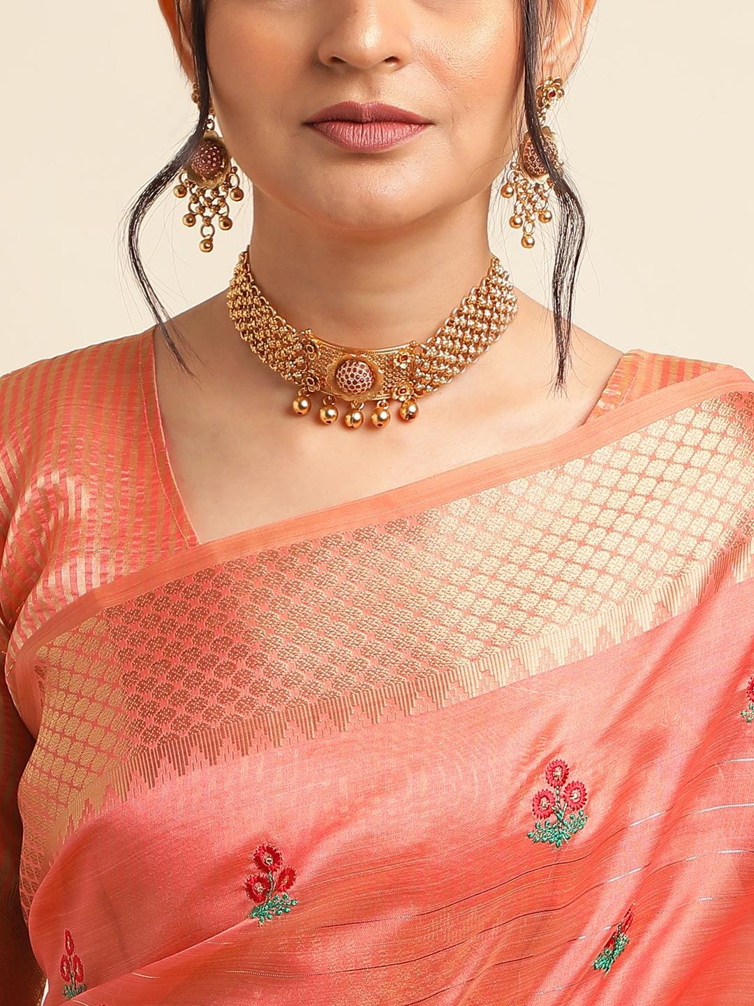 Ethnic Motifs Zari Woven Design Banarasi Saree