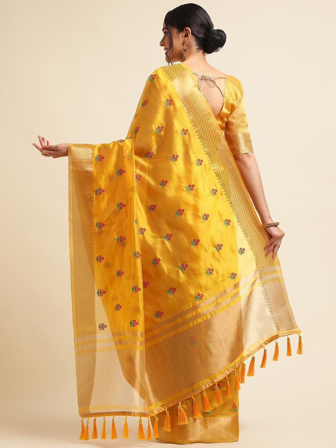 Ethnic Motifs Zari Woven Design Banarasi Saree