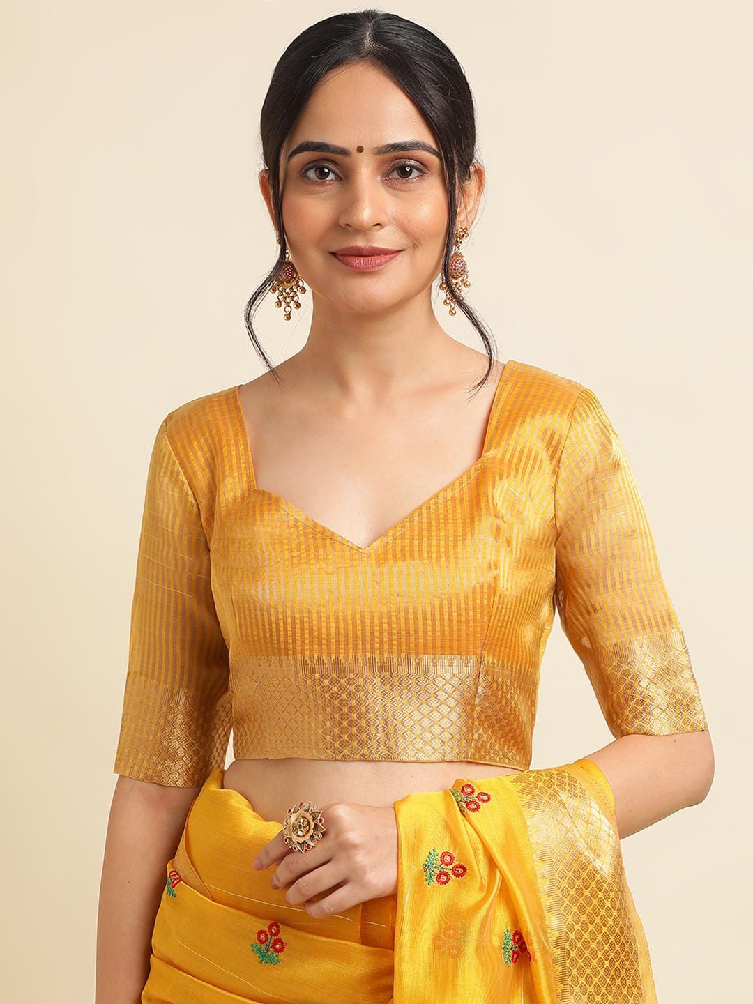 Ethnic Motifs Zari Woven Design Banarasi Saree