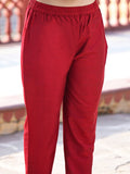 Varanga Maroon Yoke Embroidered Straight Kurta Paired With Sgtraight Pant And Leheriya Dupatta