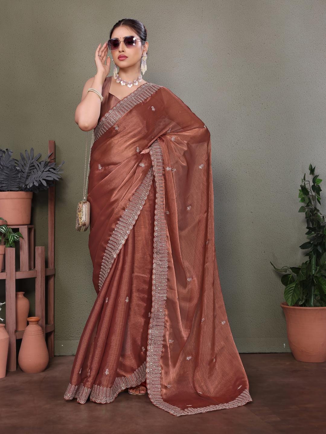 Ethnic Motifs Zari Woven Design Banarasi Saree