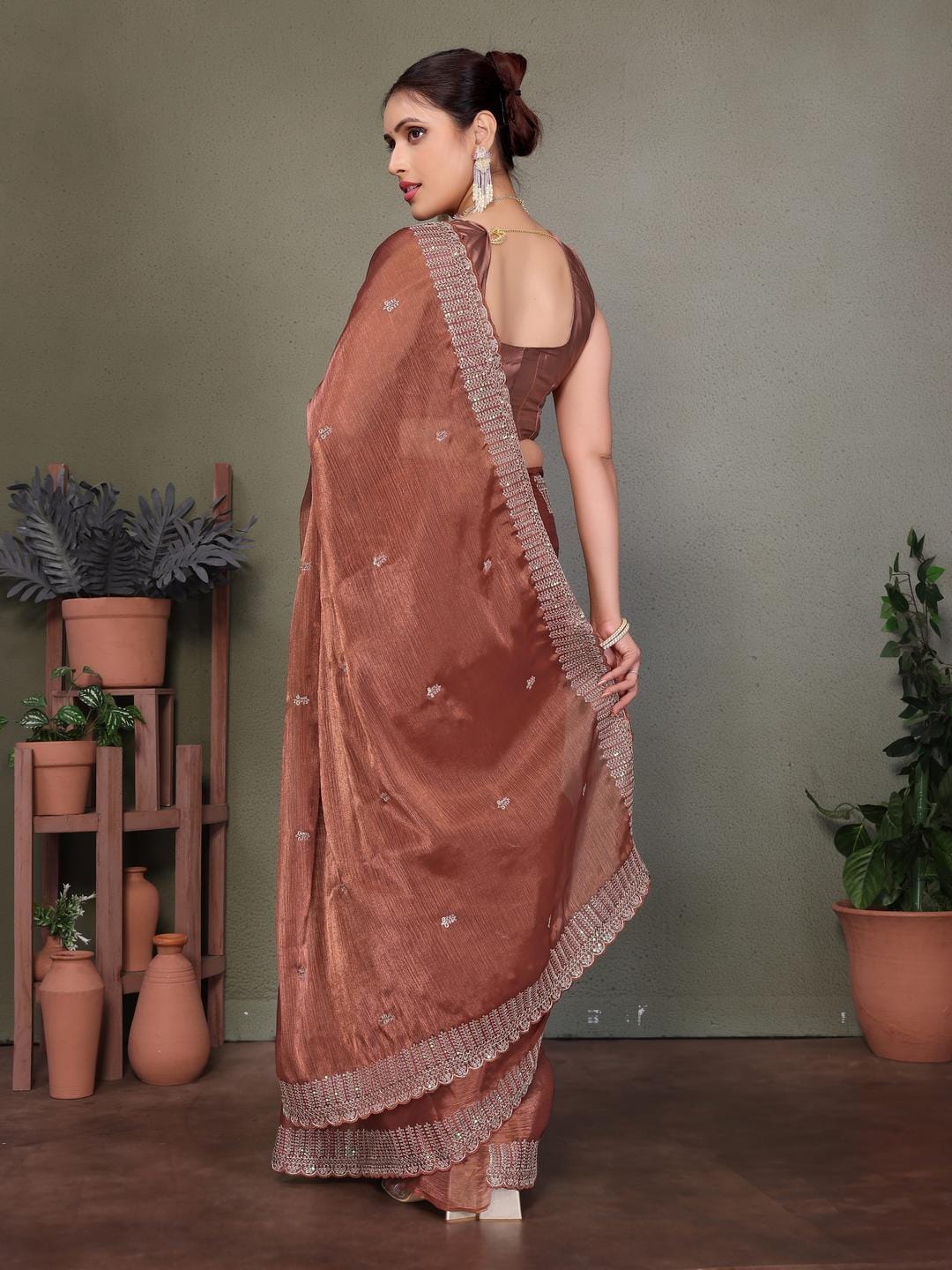 Ethnic Motifs Zari Woven Design Banarasi Saree