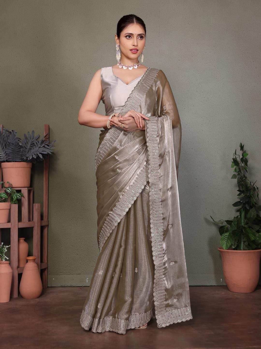 Ethnic Motifs Zari Woven Design Banarasi Saree