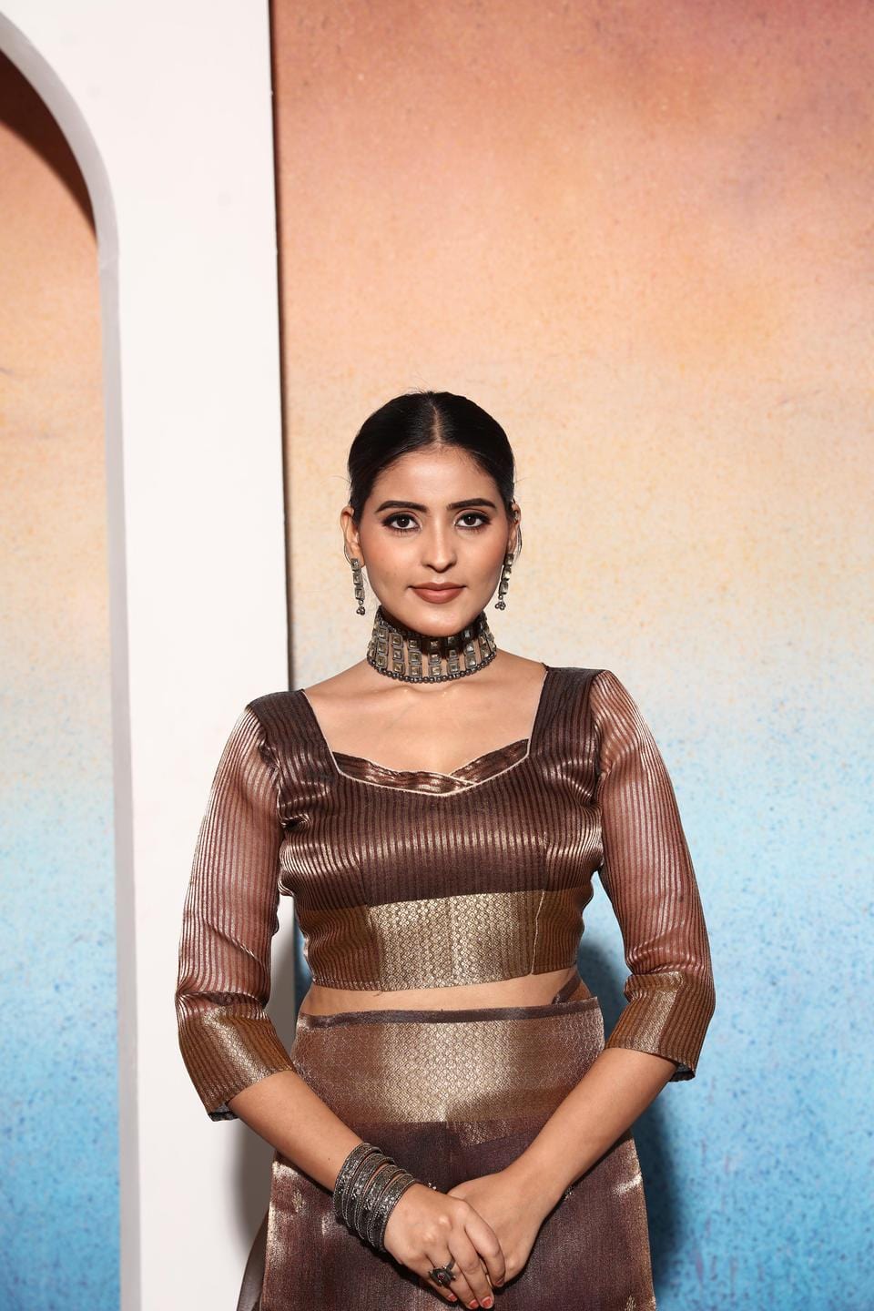 Ethnic Motifs Zari Woven Design Banarasi Saree