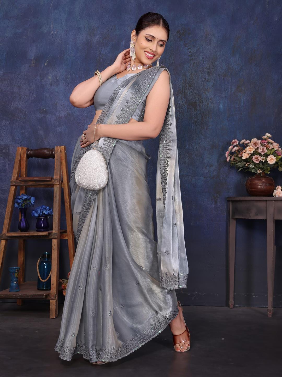 Ethnic Motifs Zari Woven Design Banarasi Saree