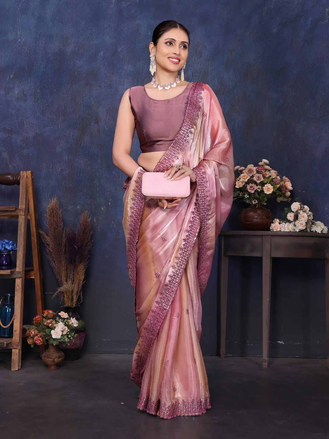 Ethnic Motifs Zari Woven Design Banarasi Saree