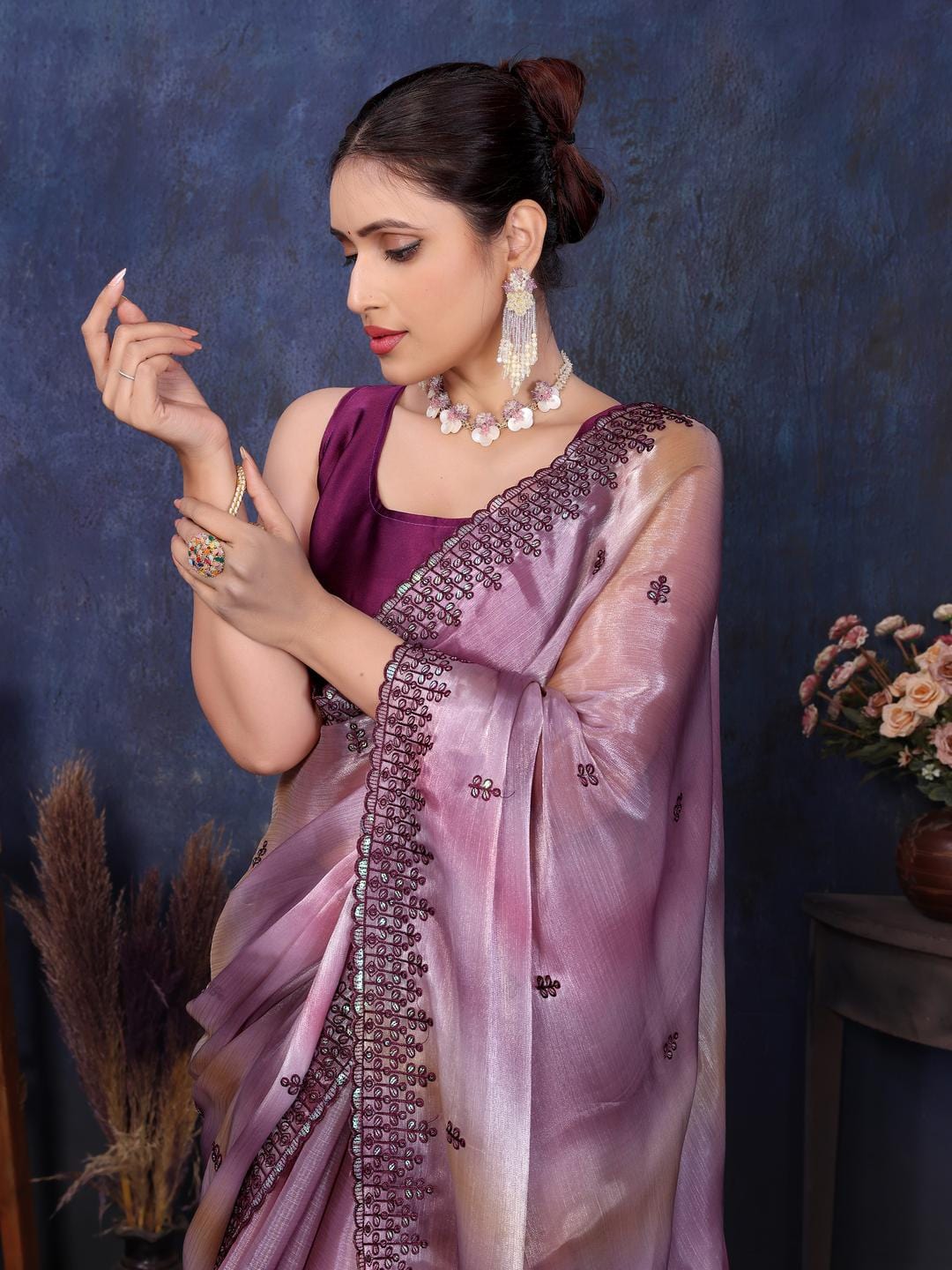 Ethnic Motifs Zari Woven Design Banarasi Saree