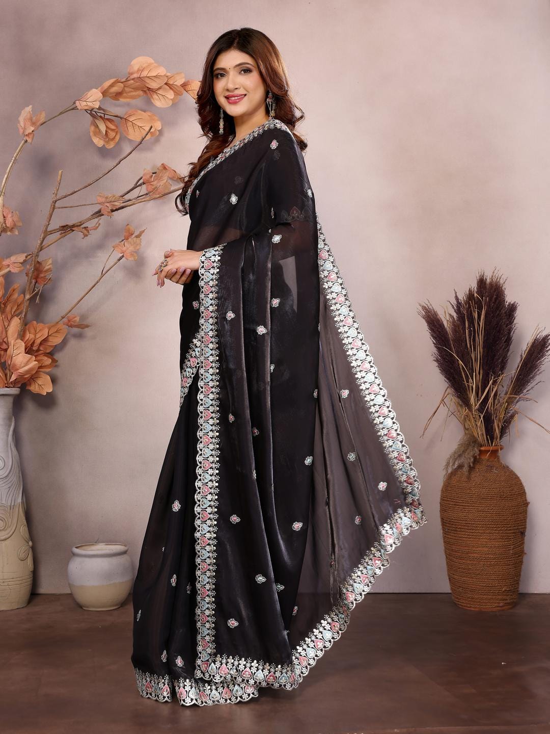 Ethnic Motifs Zari Woven Design Banarasi Saree