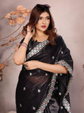 Ethnic Motifs Zari Woven Design Banarasi Saree