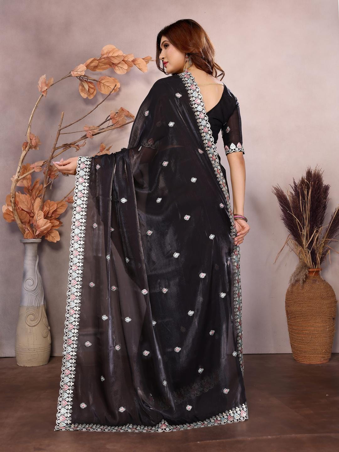 Ethnic Motifs Zari Woven Design Banarasi Saree