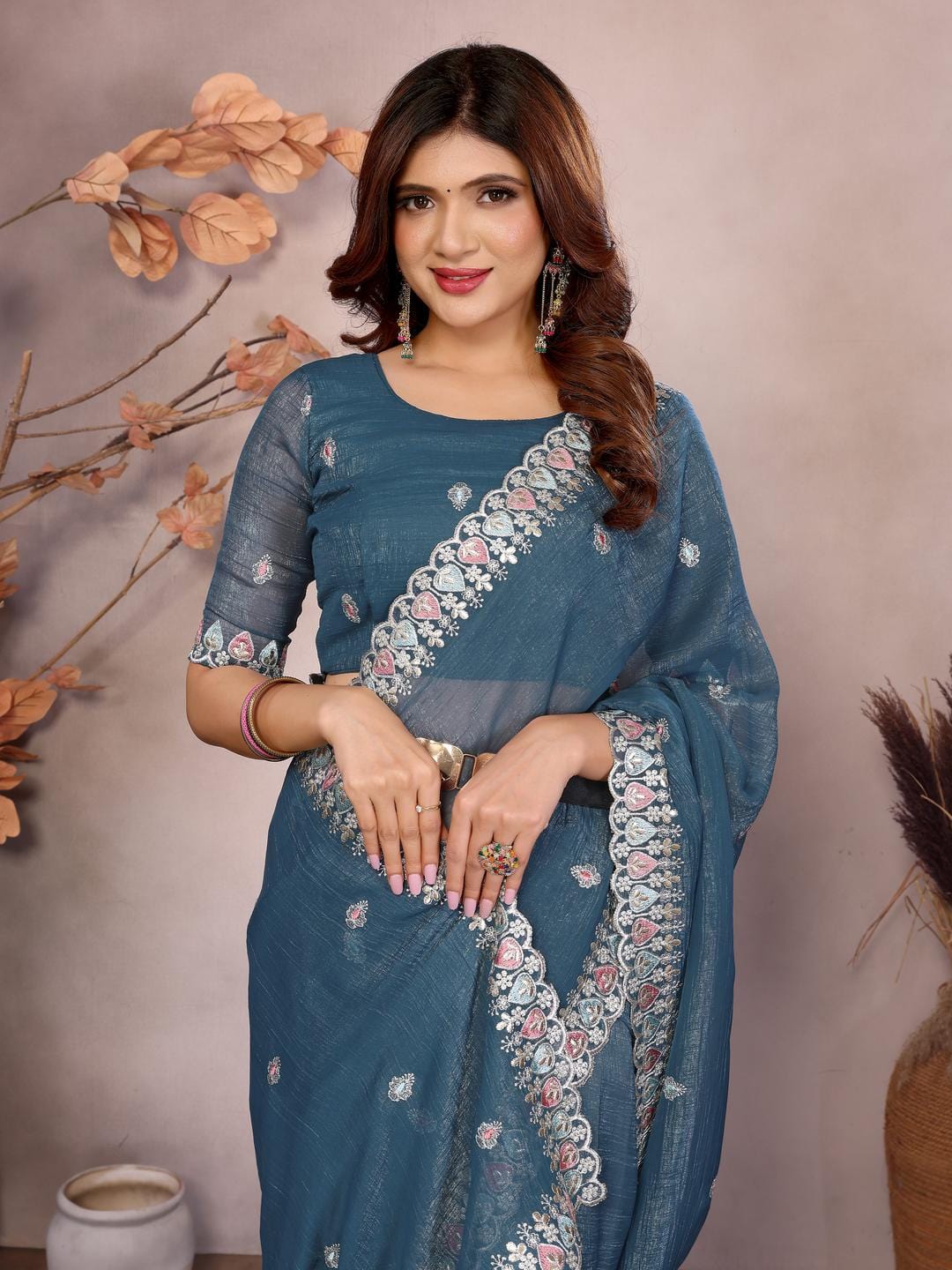 Ethnic Motifs Zari Woven Design Banarasi Saree