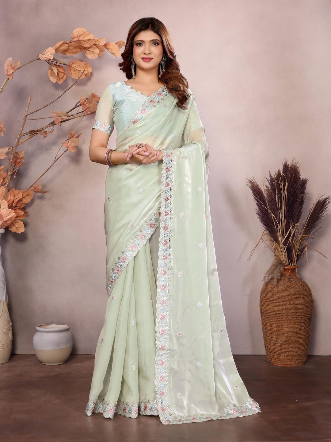 Ethnic Motifs Zari Woven Design Banarasi Saree