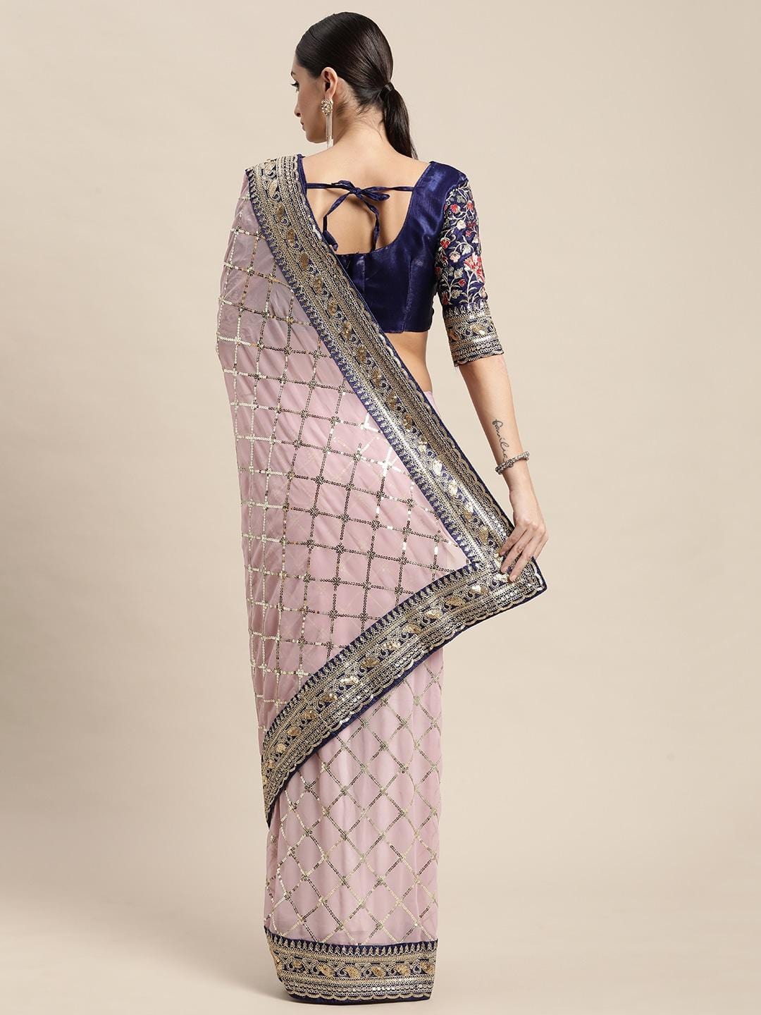 Ethnic Motifs Zari Woven Design Banarasi Saree