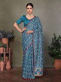 Ethnic Motifs Zari Woven Design Banarasi Saree