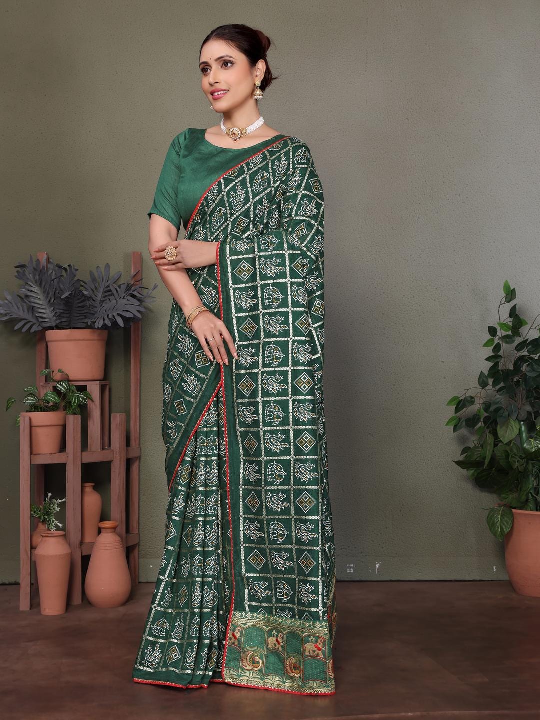 Ethnic Motifs Zari Woven Design Banarasi Saree