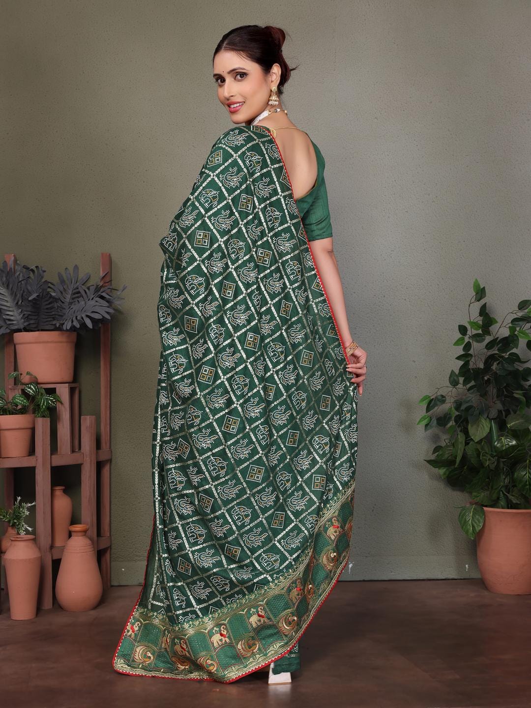 Ethnic Motifs Zari Woven Design Banarasi Saree
