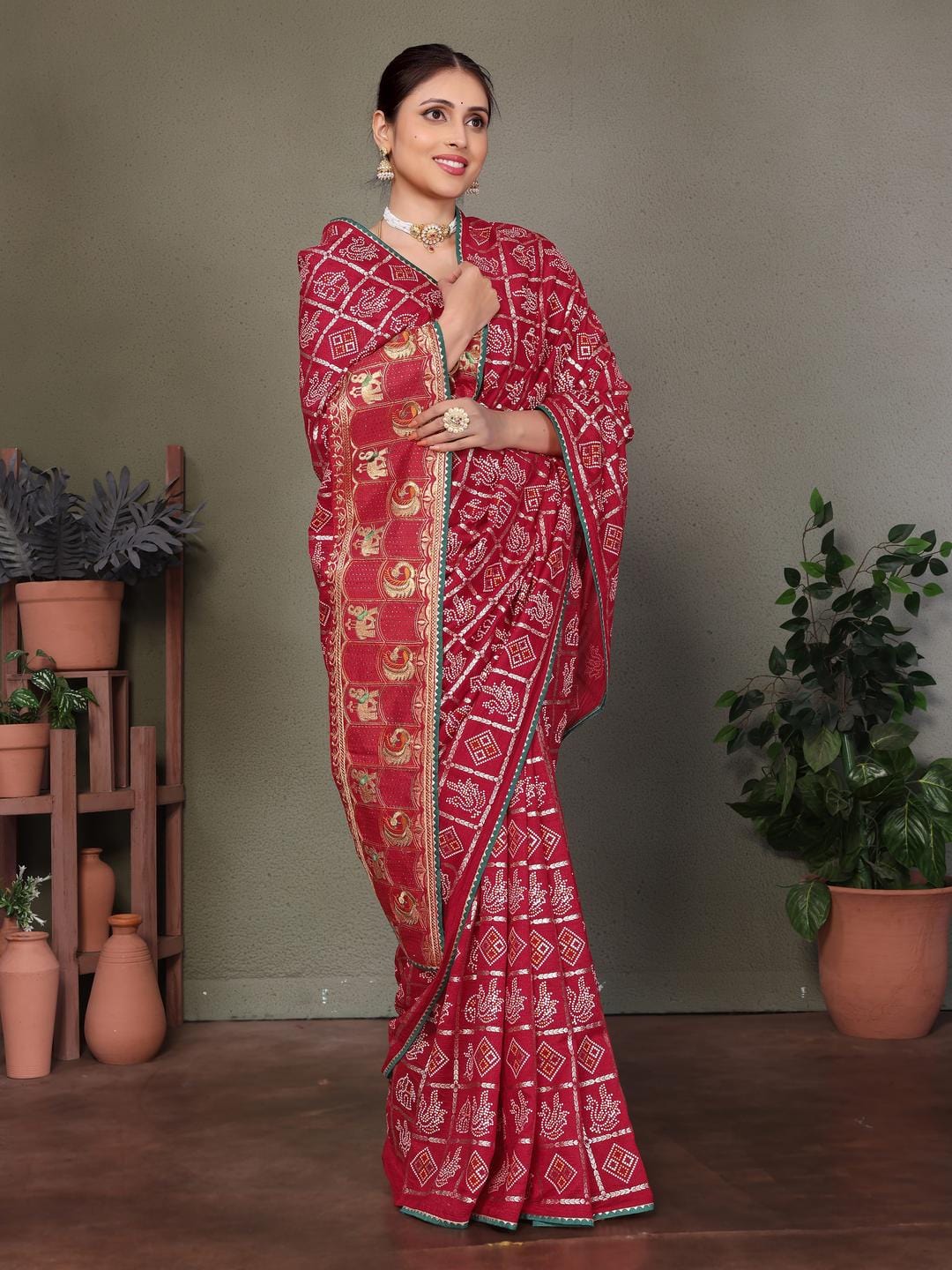 Ethnic Motifs Zari Woven Design Banarasi Saree