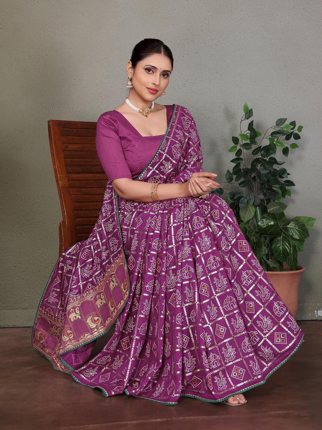 Ethnic Motifs Zari Woven Design Banarasi Saree