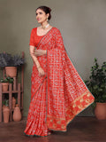 Ethnic Motifs Zari Woven Design Banarasi Saree