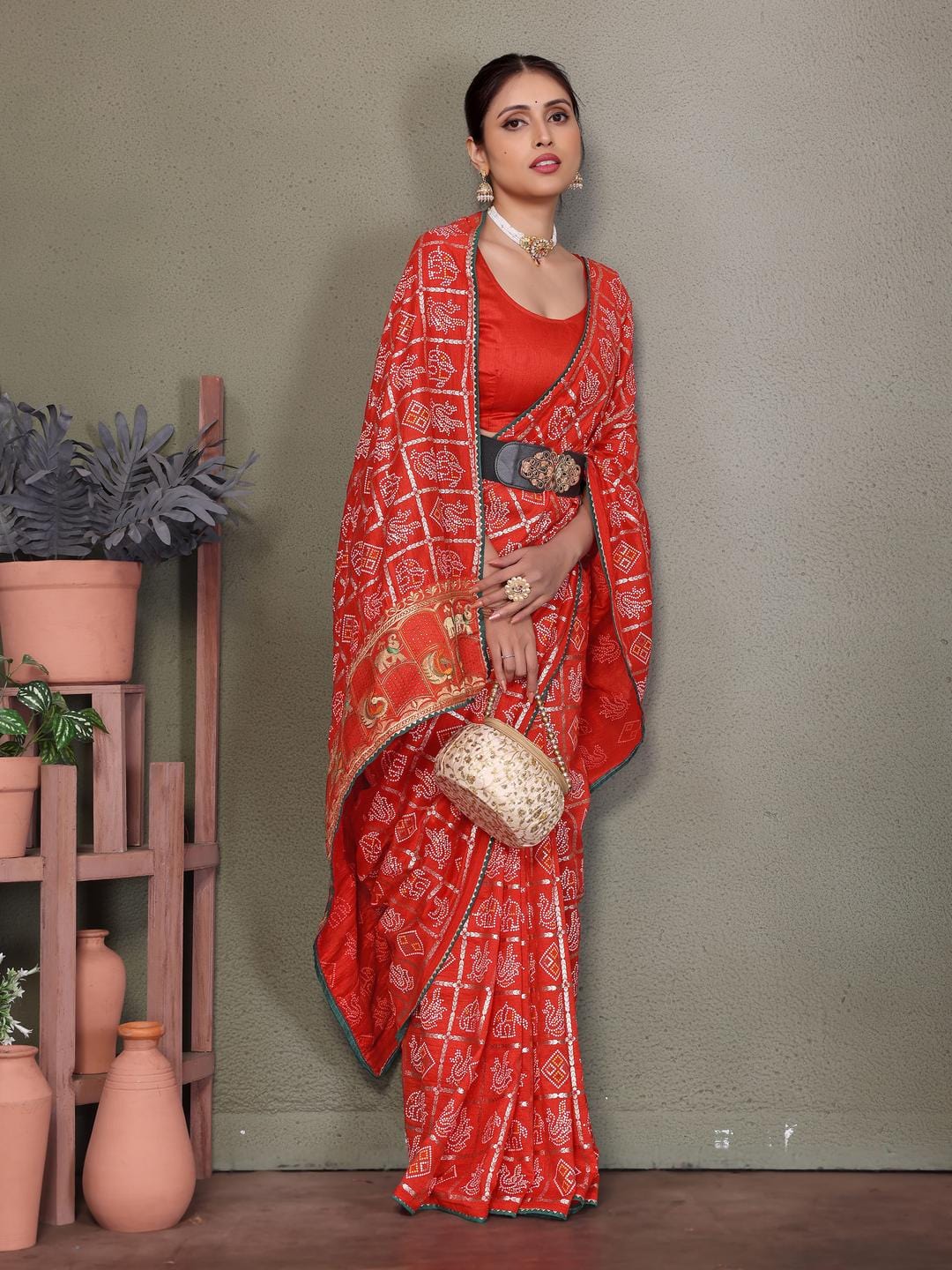Ethnic Motifs Zari Woven Design Banarasi Saree