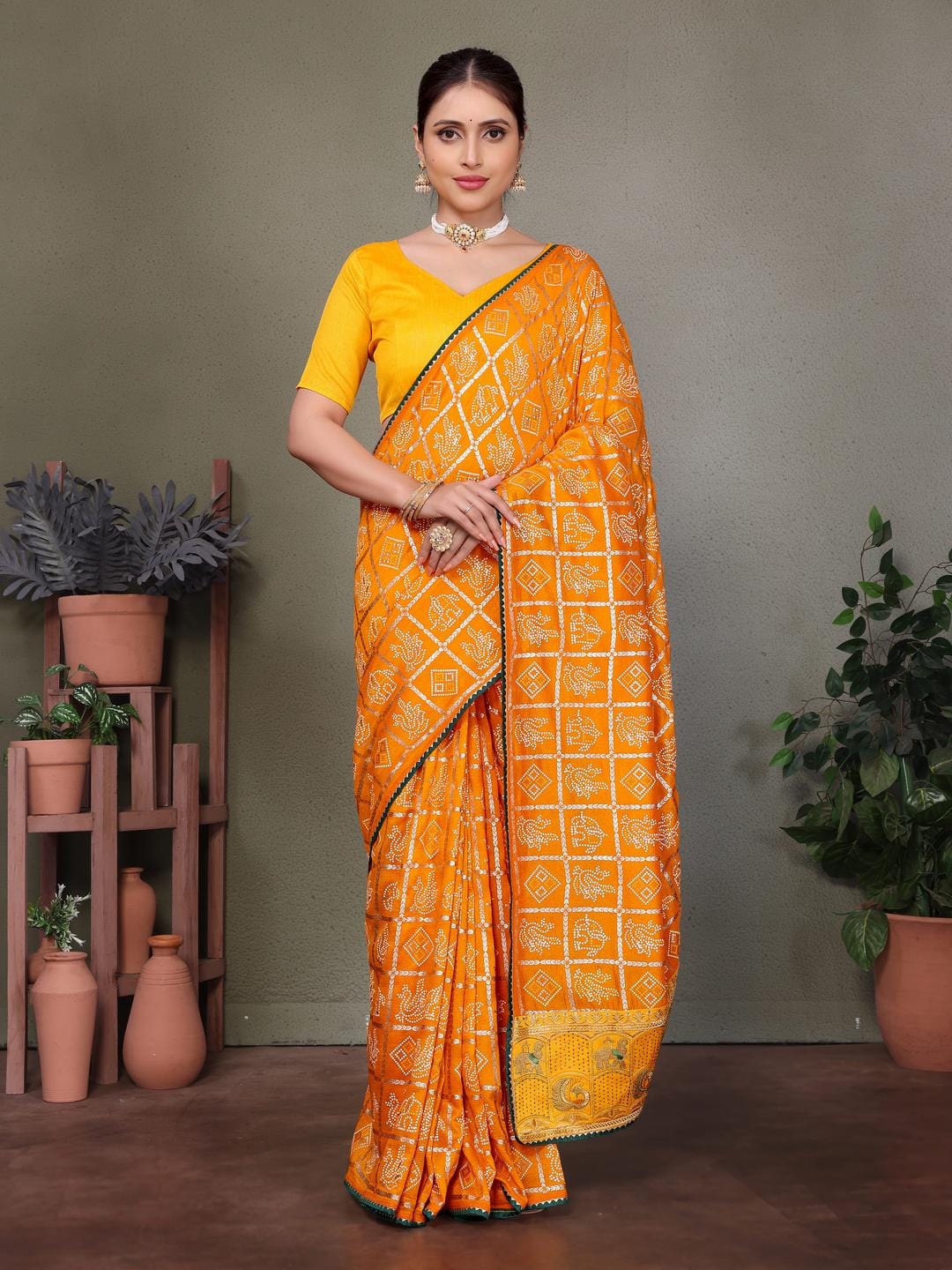Ethnic Motifs Zari Woven Design Banarasi Saree