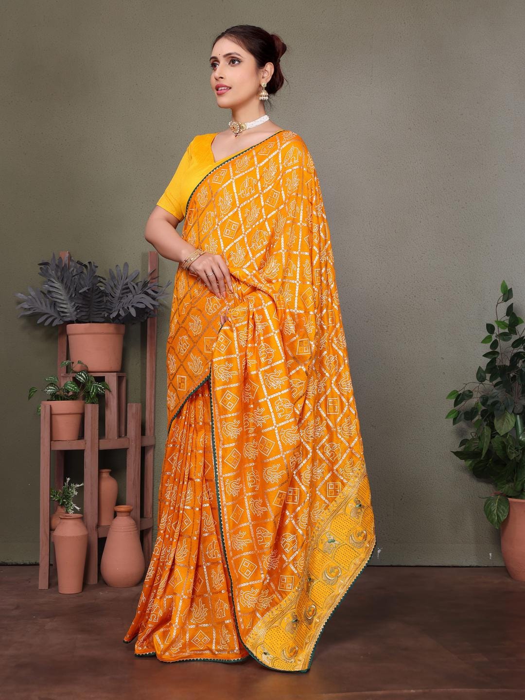 Ethnic Motifs Zari Woven Design Banarasi Saree