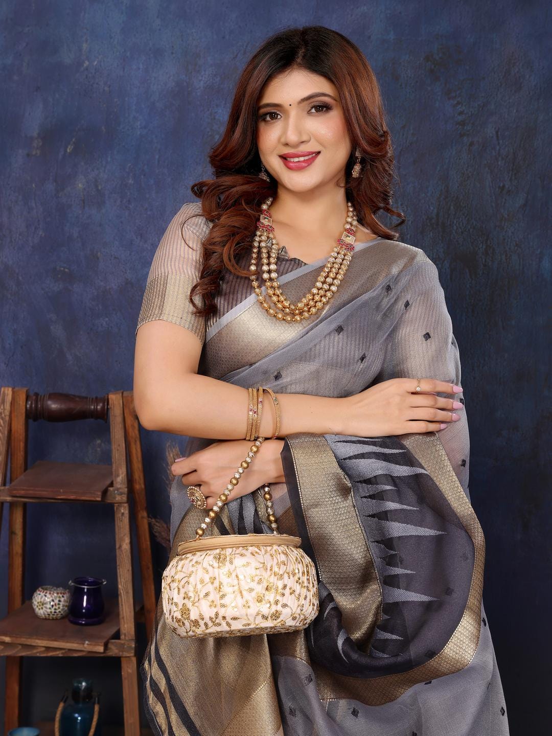 Ethnic Motifs Zari Woven Design Banarasi Saree