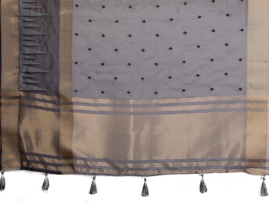 Ethnic Motifs Zari Woven Design Banarasi Saree