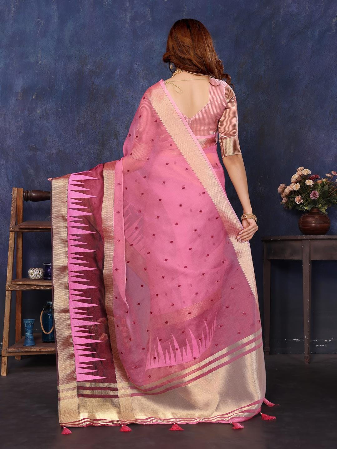 Ethnic Motifs Zari Woven Design Banarasi Saree