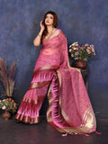 Ethnic Motifs Zari Woven Design Banarasi Saree