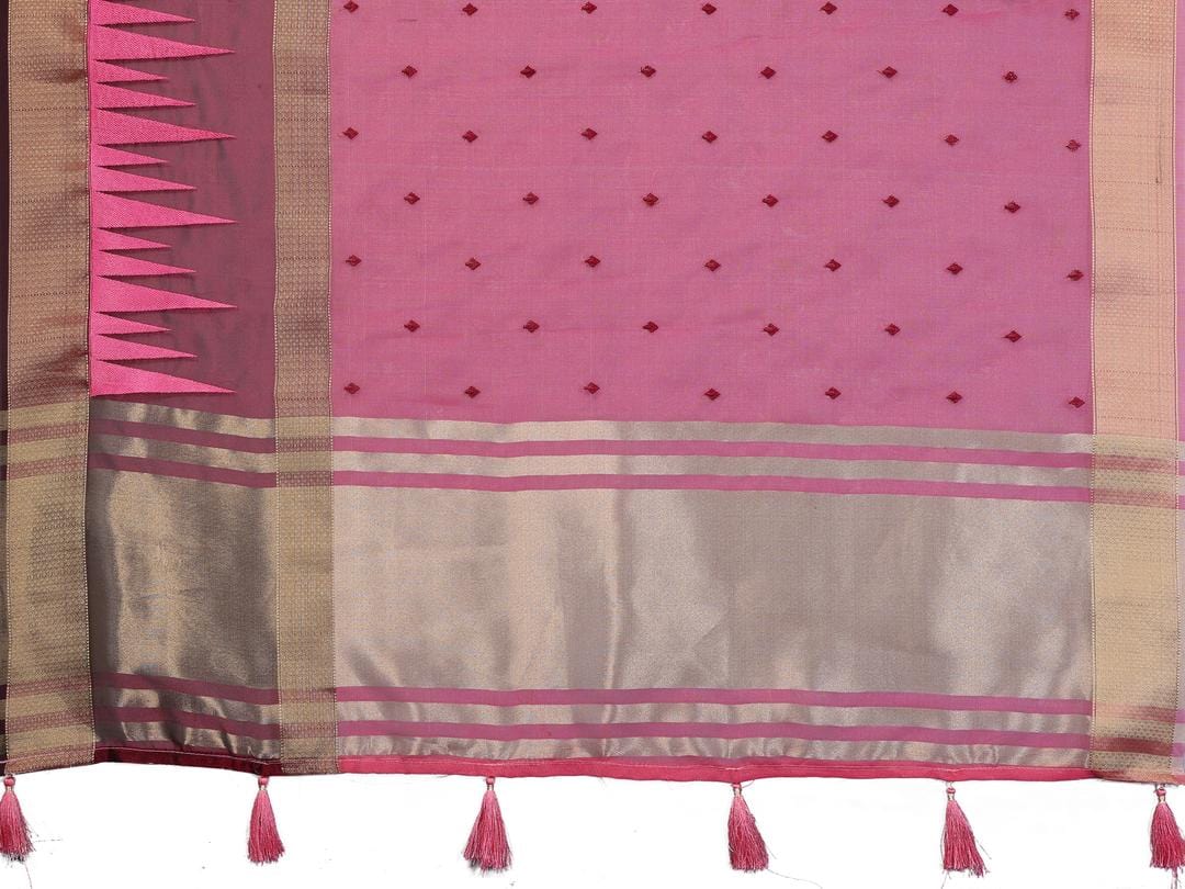 Ethnic Motifs Zari Woven Design Banarasi Saree